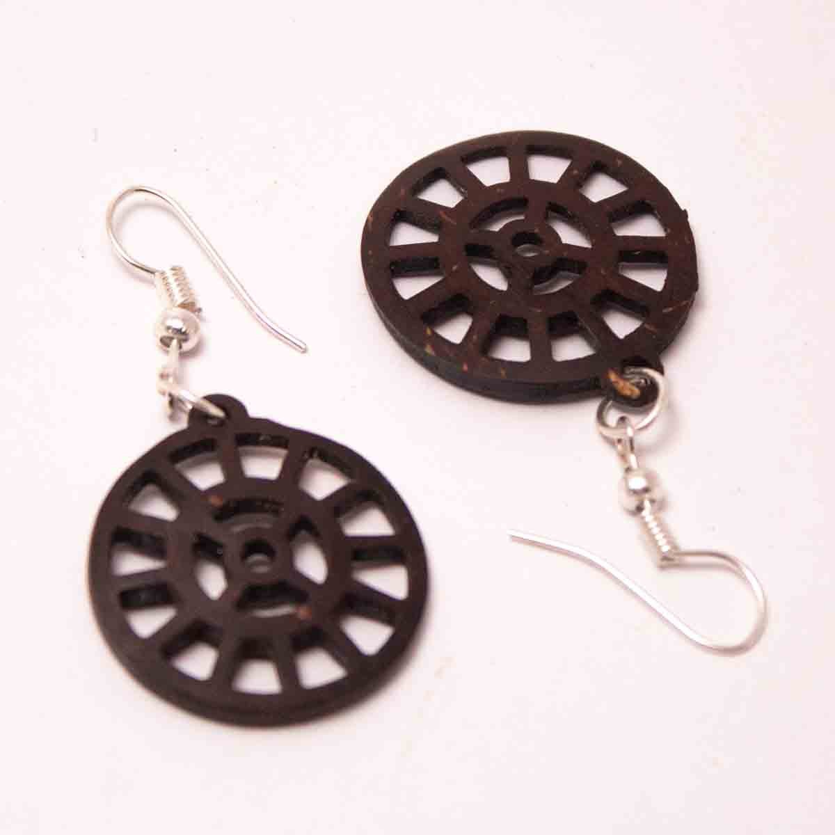 Coconut Shell Sri Mother Symbol Earring – Womens Earrings on Brown Living™. SKU: 306 - 17857 - EGER01. Img 1.