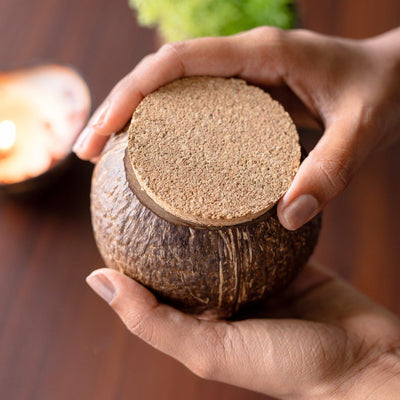 Coconut Shell Tight Storage Container with Lid – Containers on Brown Living™. SKU: THENGA38. Img 2.