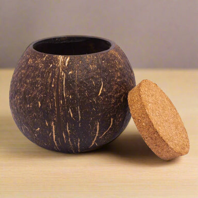 Coconut Shell Tight Storage Container with Lid – Containers on Brown Living™. SKU: THENGA38. Img 1.