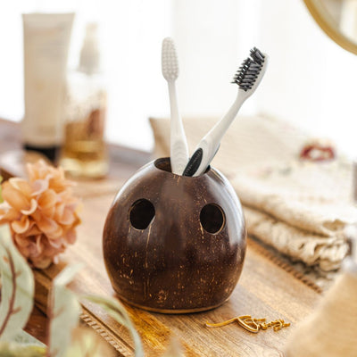 Coconut Shell Toothbrush Holder (Set of 1) – Bath Accessories on Brown Living™. SKU: THENGA33. Img 3.