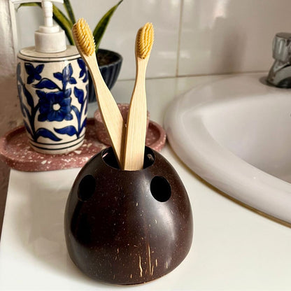 Coconut Shell Toothbrush Holder (Set of 1) | Verified Sustainable by Brown Living™