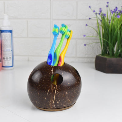 Coconut Shell Toothbrush Holder (Set of 1) – Bath Accessories on Brown Living™. SKU: THENGA33. Img 1.