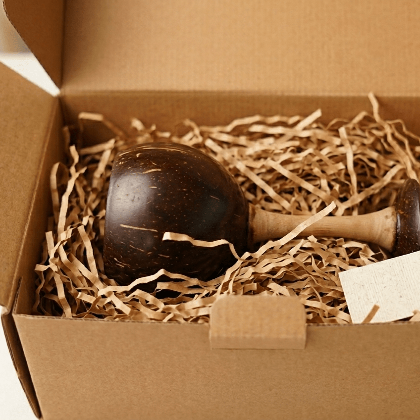 Coconut Shell Wine Cup | Handcrafted Natural Coconut Shell – Cups & Saucers on Brown Living™. SKU: KOT-DW-003. Img 2.