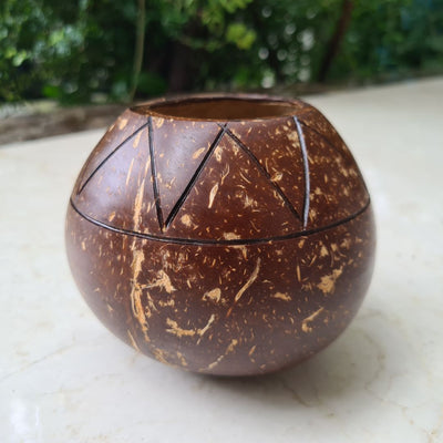 Coconut Shell Zig Zag Planter Pots | Ideal for Small Plants (Set of 1) – Pots & Planters on Brown Living™. SKU: THENGA34. Img 1.