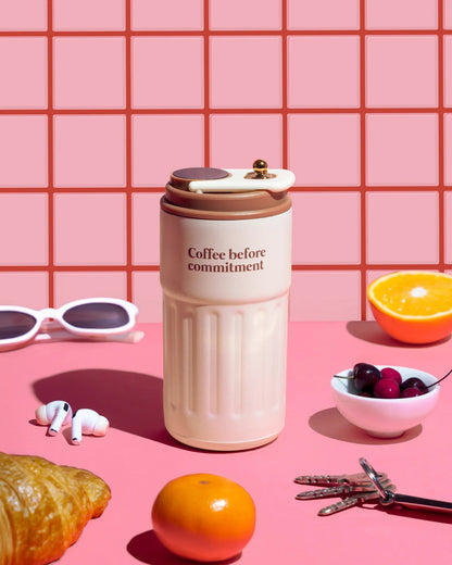 Coffee Before Commitment Flask | Stainless Steel Reusable Bottle – Bottles & Sippers on Brown Living™. SKU: MS-DRK-0016. Img 1.