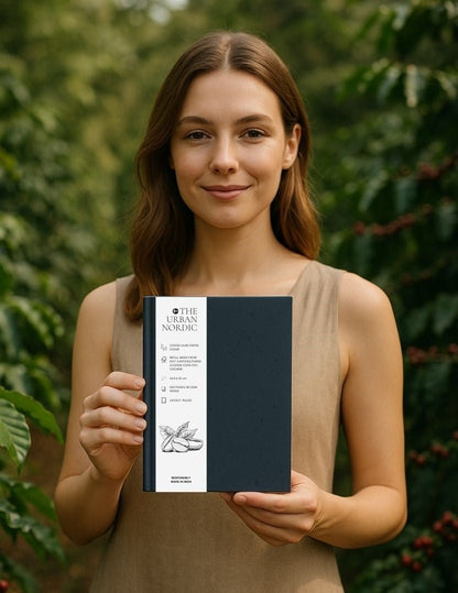 Coffee Husk Cover Hardbound Notebook with FSC Certified Paper, Noir – Notebooks & Notepads by The Urban Nordic available on Brown Living™. . SKU: BKCFHCFSCRD - A5 - 1. Img 4.
