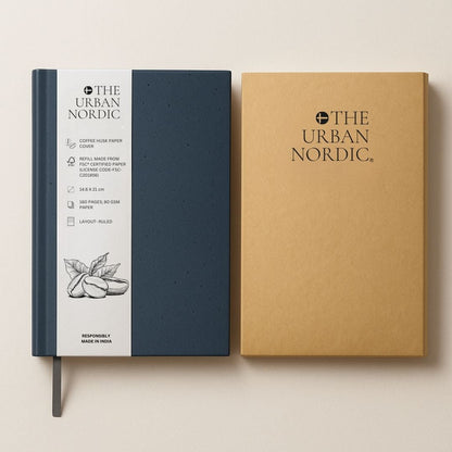 Coffee Husk Cover Hardbound Notebook with FSC Certified Paper, Noir – Notebooks & Notepads by The Urban Nordic available on Brown Living™. . SKU: BKCFHCFSCRD - A5 - 1. Img 2.