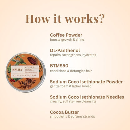 Coffee Shampoo Bar for Scalp Cleansing & Volume | 55g – Hair Shampoo by Kaura available on Brown Living™. . SKU: KI313. Img 6.