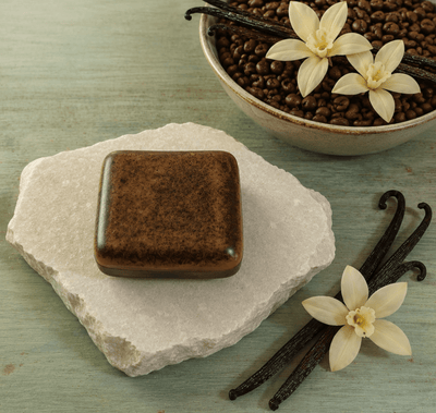 Coffee Vanilla Shea Butter Soap 100g | Vegan Moisturizing Bath Bar – Body Soap on Brown Living™. SKU: CFVNSP. Img 1.