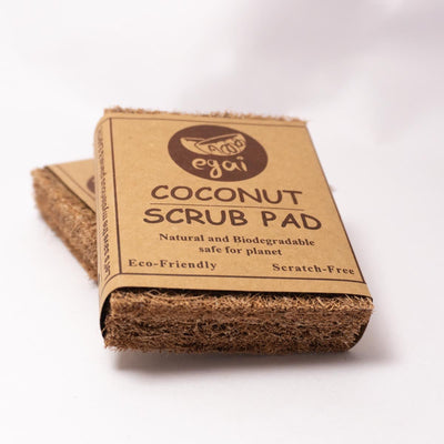 Coir Scrub Pad – Natural Kitchen Scrubber Pack of 3 – Cleaning Products on Brown Living™. SKU: EGCS01. Img 1.