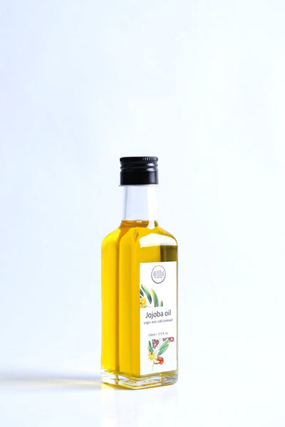 Cold Pressed Virgin Jojoba Oil for Hair, Skin & Nails – Body Oil on Brown Living™. SKU: VJO100. Img 2.