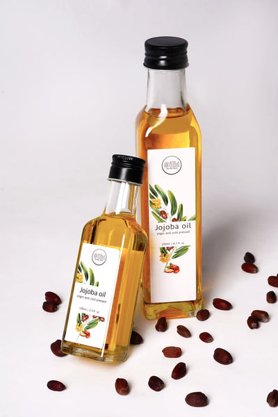 Cold Pressed Virgin Jojoba Oil for Hair, Skin & Nails – Body Oil on Brown Living™. SKU: VJO60. Img 1.
