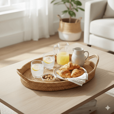 Colombo Rattan Oval Tray – Elegant Handmade Serving & Décor Tray – Home Decor on Brown Living™. SKU: ColomboOvalTrayLarge. Img 3.