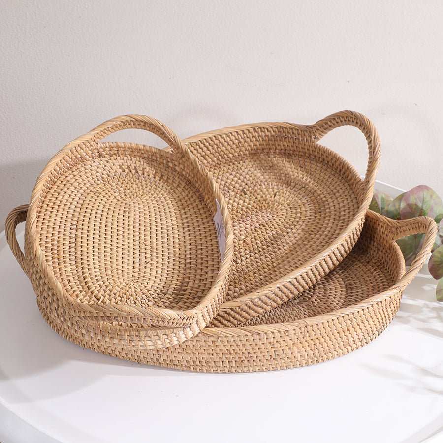 Colombo Rattan Oval Tray – Elegant Handmade Serving & Décor Tray – Home Decor on Brown Living™. SKU: ColomboOvalTrayMedium. Img 2.