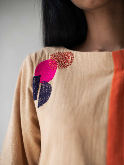 Color - Block Dress | Stylish Cotton Dress for Women – Womens Dress on Brown Living™. SKU: DCSS25D08S. Img 4.