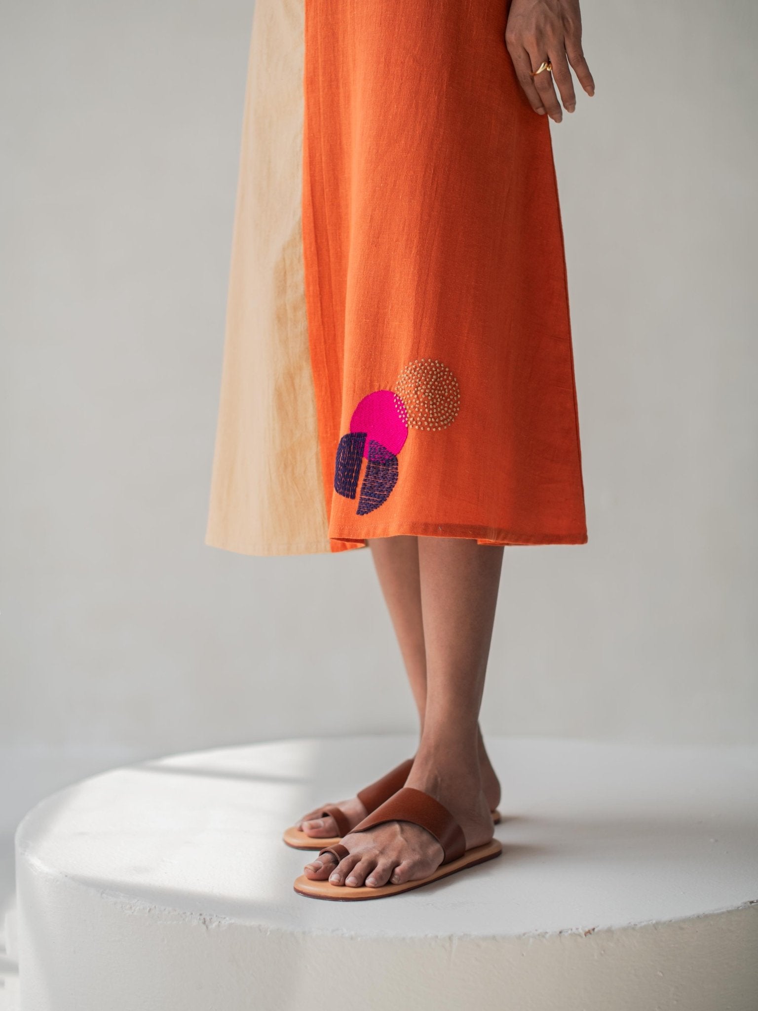 Color - Block Dress | Stylish Cotton Dress for Women – Womens Dress on Brown Living™. SKU: DCSS25D08S. Img 5.