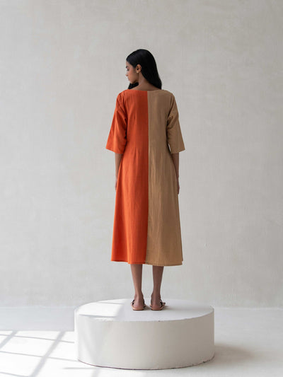 Color - Block Dress | Stylish Cotton Dress for Women – Womens Dress on Brown Living™. SKU: DCSS25D08S. Img 6.