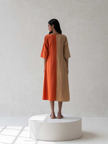 Color - Block Dress | Stylish Cotton Dress for Women – Womens Dress on Brown Living™. SKU: DCSS25D08S. Img 6.