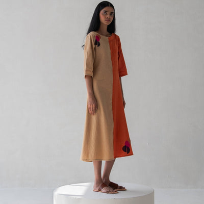 Color - Block Dress | Stylish Cotton Dress for Women – Womens Dress on Brown Living™. SKU: DCSS25D08S. Img 1.