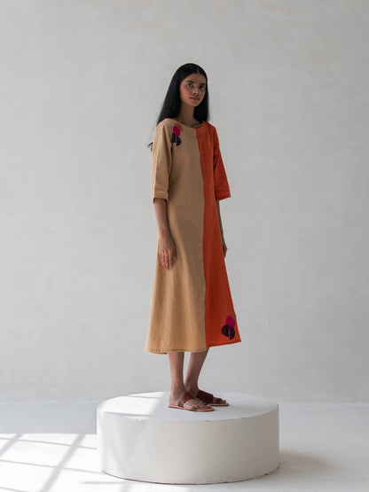 Color - Block Dress | Stylish Cotton Dress for Women – Womens Dress on Brown Living™. SKU: DCSS25D08S. Img 1.