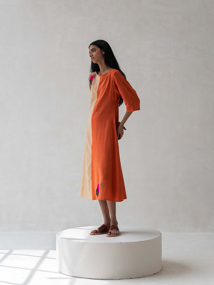 Color - Block Dress | Stylish Cotton Dress for Women – Womens Dress on Brown Living™. SKU: DCSS25D08S. Img 3.