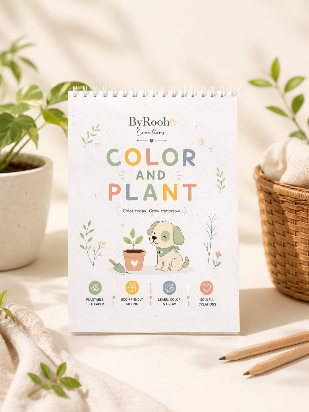 Color & Plant Plantable Seed Paper Coloring Book with Different Prints – Art & Craft Supplies on Brown Living™. SKU: BRC-SPCB-A5-002. Img 1.