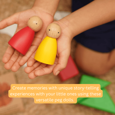 Colorful Wooden Peg Dolls The Villagers | Set of 7 Handmade Toy Figure – Learning And Educational Toys on Brown Living™. SKU: SWPD01. Img 5.