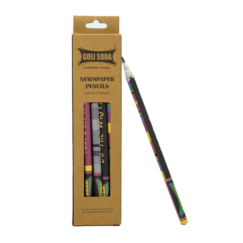 Colour Newspaper Pencils (Pack of 5) | Verified Sustainable Pencils on Brown Living™