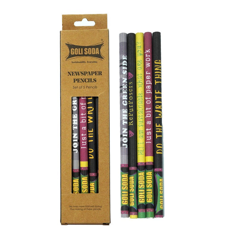 Colour Newspaper Pencils (Pack of 5) | Verified Sustainable Pencils on Brown Living™