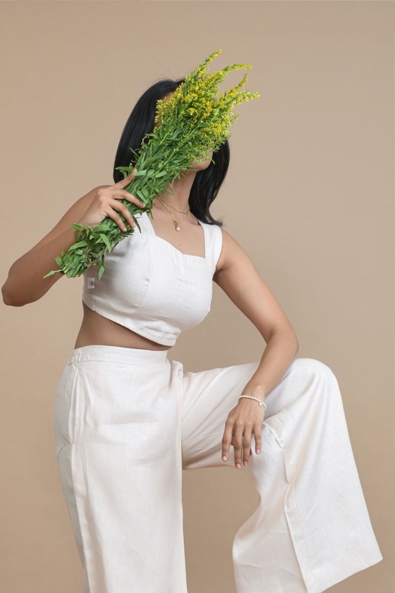 Comfortable Pure Hemp Crop Top with Elastic Band - Peach | Verified Sustainable by Brown Living™