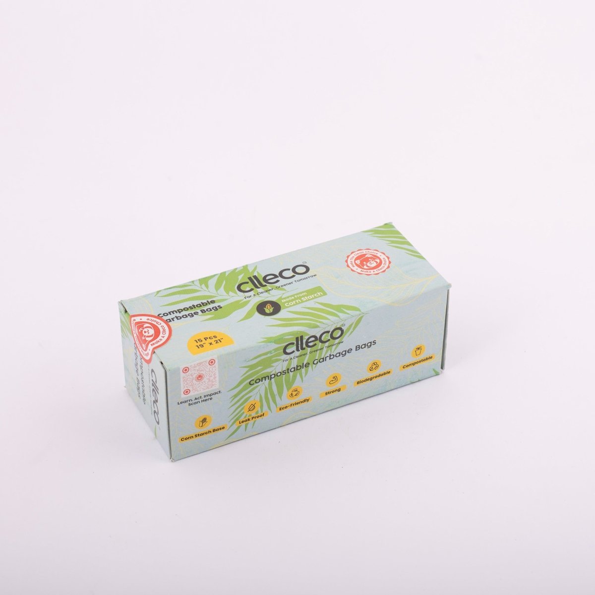 Compostable Garbage Bags – Eco - Friendly Biodegradable Trash Bags – Cleaning Products by Clleco available on Brown Living™. Pack Of 1 . SKU: GB11124. Img 1.