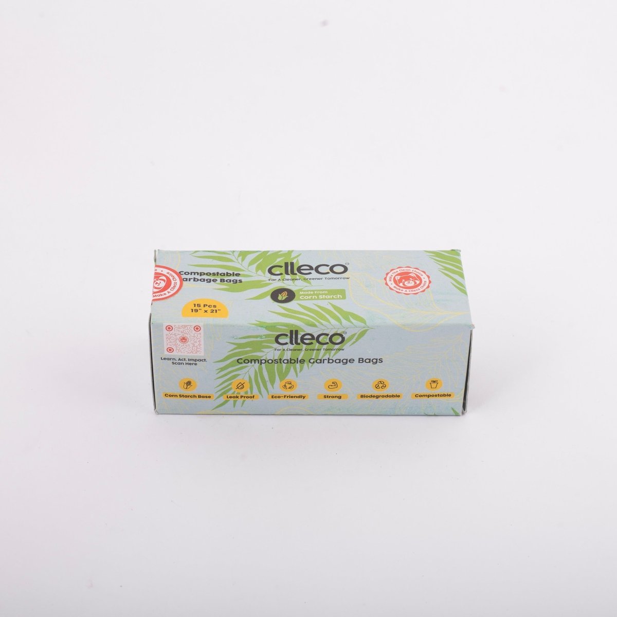 Compostable Garbage Bags – Eco - Friendly Biodegradable Trash Bags – Cleaning Products by Clleco available on Brown Living™. Pack Of 1 . SKU: GB11124. Img 2.