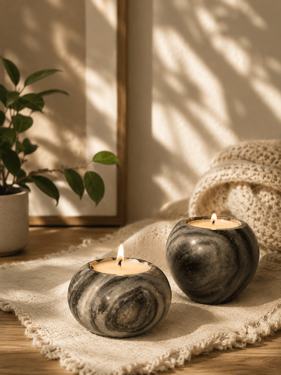 Concave Soy Wax Candle – Minimal Design with Subtle Elegance – Candles & Fragrances on Brown Living™. SKU: PW0103. Img 1.