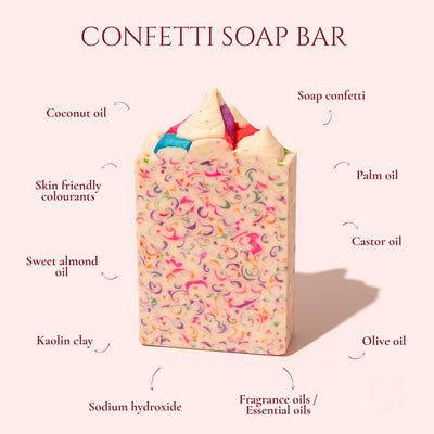 Confetti Soap Bars - Colorful Fun Handmade Bath Soap Set – Body Soap on Brown Living™. SKU: SS-30. Img 3.