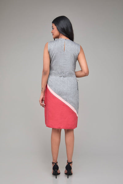 Contrast Sleeveless Hemp Shift Dress – Womens Dress on Brown Living™. SKU: GD08-TGYP-S. Img 6.