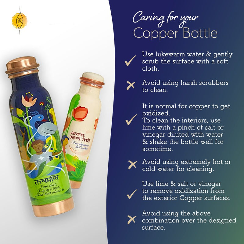 Copper Water Bottle with Cleaning Brush - Tattvamasi - 1 Litre | Verified Sustainable Bottles & Sippers on Brown Living™