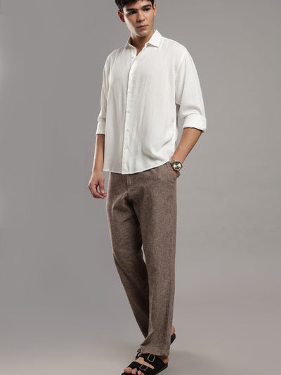 Cora Pure Linen White Full - Sleeve Men's Shirt – Mens Shirt on Brown Living™. SKU: LN-CR-F-S. Img 7.