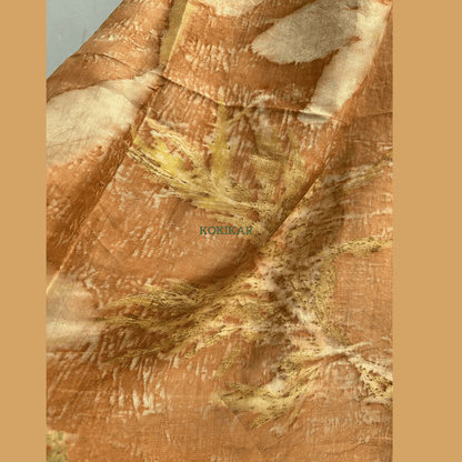 Coral Carnation Pure Silk Scarf – Naturally Dyed & Ecoprinted – Womens Scarf on Brown Living™. SKU: CO-SCARF-001. Img 8.