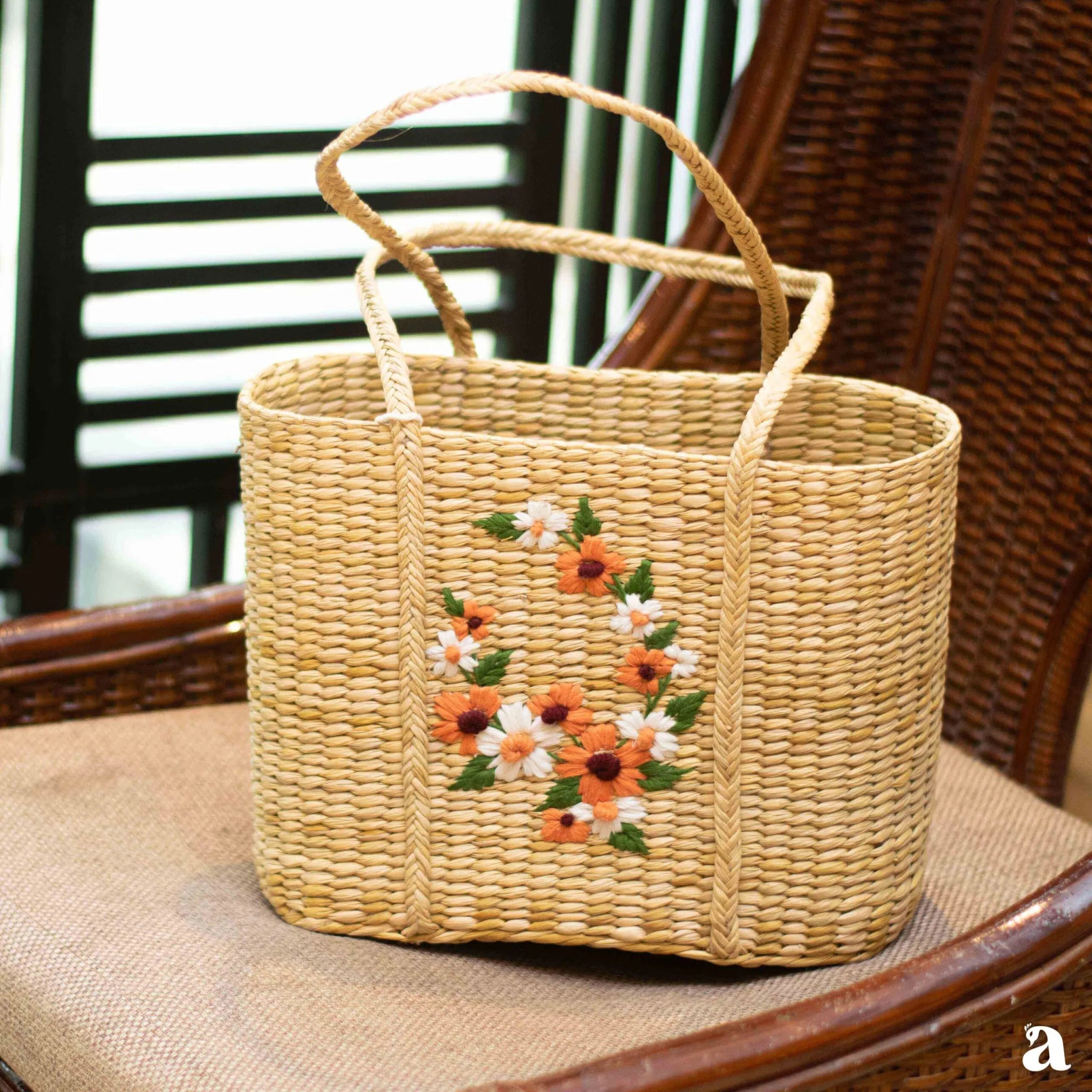 Coral Embroidered Kauna Beach Bag | Handwoven Summer Carry Bag – Handbags on Brown Living™. SKU: 450KD. Img 4.