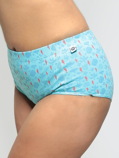 Coral Reef Biowashed Organic Cotton Boy - Shorts - Sea Blue – Womens Underwear on Brown Living™. SKU: 004/BA/BlueCoral/AOP - XS. Img 7.
