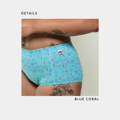 Coral Reef Biowashed Organic Cotton Boy - Shorts - Sea Blue – Womens Underwear on Brown Living™. SKU: 004/BA/BlueCoral/AOP - XS. Img 4.