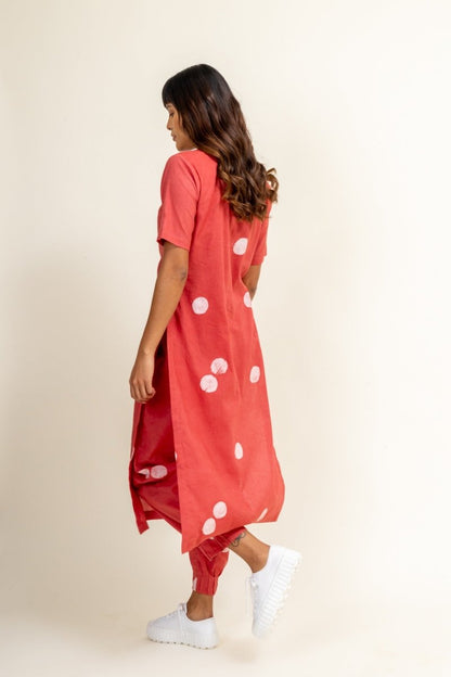 Coral Slit Upcycled Cotton Tunic | Verified Sustainable by Brown Living™