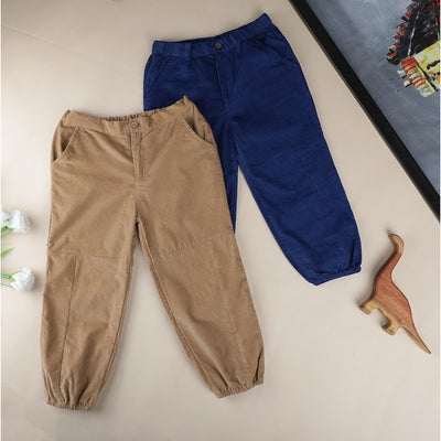 Corduroy Joggers | Soft Corduroy Pants for Kids | Jogger Style – Kids Daywear Sets on Brown Living™. SKU: MCBL112BL. Img 2.