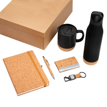 Cork 6pc Office Gift Set Diary Pen Visiting Card Holder Keychain Mug – Gift by The Cork Studio available on Brown Living™. . SKU: TCS - 07. Img 1.