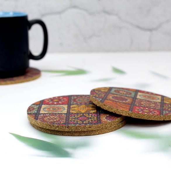 Cork Coasters Printed (Set of 4) | Verified Sustainable by Brown Living™