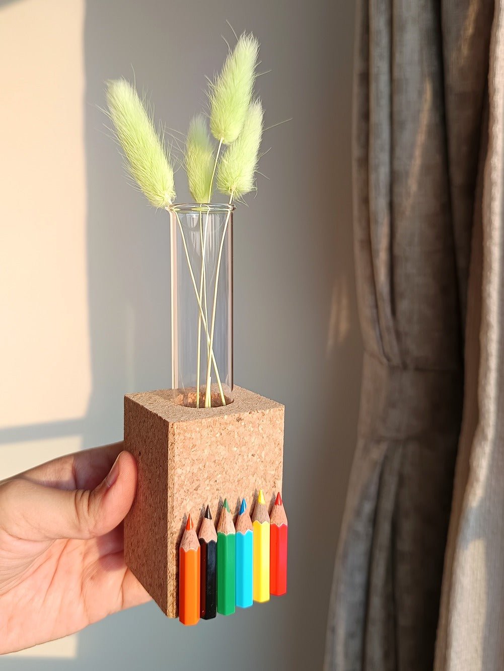 Cork Fridge Magnet Test Tube Planter – Pots & Planters on Brown Living™. SKU: FRDIGEMAGNETPLANTER. Img 1.