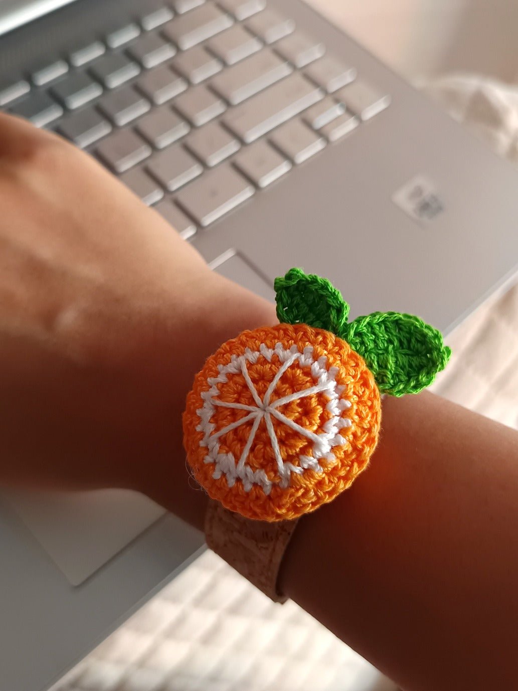 Cork Wristband With Crochet Embellishment – Womens Accessories on Brown Living™. SKU: CORKBAND_CROCHET3. Img 4.