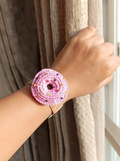 Cork Wristband With Crochet Embellishment – Womens Accessories on Brown Living™. SKU: CORKBAND_CROCHET7. Img 2.