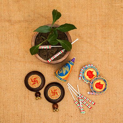 Corporate Diwali Gift Hamper | Door Hanging Set - Plantable Crackers - Wooden Planter | Verified Sustainable by Brown Living™