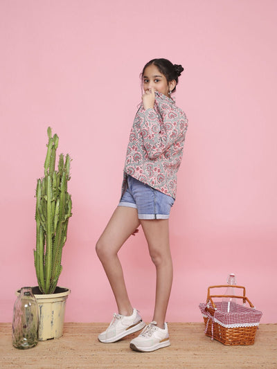 Cotton Biker’s Jacket for Girls | Lightweight Everyday Outerwear – Kids Jackets on Brown Living™. SKU: LB07-02-07. Img 9.